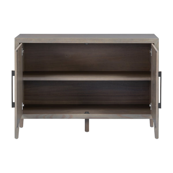 English Elm U_style Farmhouse Pine Veneer Buffet Cabinet with Double Doors for Kitchen or Entryway Gray N711P410389E