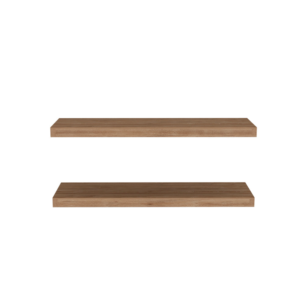 English Elm Floating Shelf Dallas Beige Pine Set of Two 31.9" Engineered Wood Floating Shelves for Modern Living Rooms B092P238730