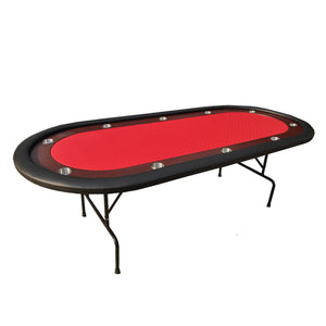 English Elm 96" Folding Poker Table Seats 10 with Felt Surface Wooden Racetrack and Steel Cup Holders W2748S00040