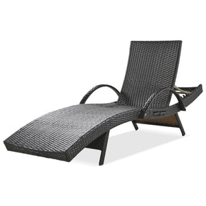 English Elm K&K 80" Outdoor Wicker Chaise Lounge Set of 2 with 2000H UV Wicker, Pull-Out Side Table, 4-Position Recliner Dark Brown WF321204AAD