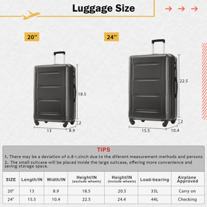 English Elm 2 Piece Abs Hard Shell Spinner Luggage Set with Tsa Lock Expandable Travel Suitcases Dark Gray N732P198744B