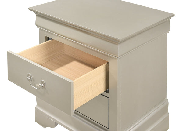 English Elm Elegant Croc-Textured Nightstand with Drawer for Space-Saving Storage, Modern Particleboard Design, 25"H x 27"W x 16"D Champagne 30 L x 25 W x 20 H B078107840