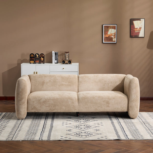 English Elm Tonson Wave Silhouette Boucle Three Seater Sofa Sculptural Modern Living Room Seating Camel N773IS00030T