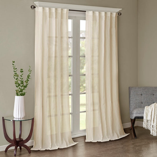 English Elm Solid Crushed Curtain Panel Pair - Elegant Sheer Window Treatments For Modern Home Décor, 2 Pcs B03598168-GIGA