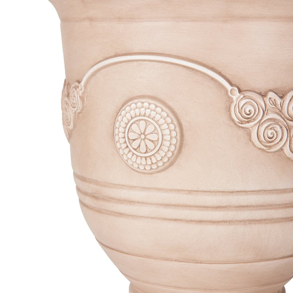 English Elm Mgo Handcrafted Urn Planter Classical Garden Accent Weathered Fiberglass Composite Outdoor Beige N772P411998B