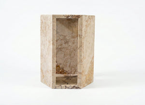 English Elm Genuine Solid Marble Hexagonal Pedestal End Table Polished Stone for Modern Living Pink W1696P407998