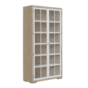 Contemporary 5-Shelf Glass Door Bookcase Multi with Natural Wood Finish P021776 Pulaski Furniture