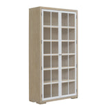 Contemporary 5-Shelf Glass Door Bookcase Multi with Natural Wood Finish P021776 Pulaski Furniture