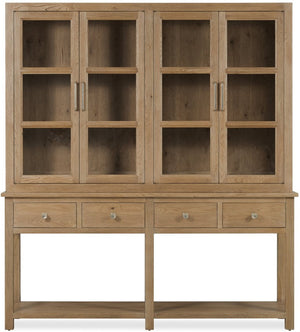 Hooker Furniture Driftwood Buckboard Display Sideboard With Glass Doors, Adjustable Shelves & Self-Closing Drawers Light Wood 6820-75900-80