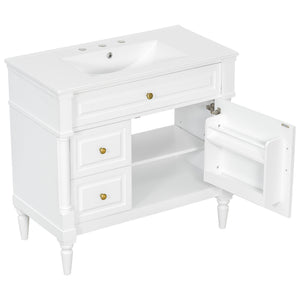 English Elm 36" Bathroom Vanity With Ceramic Sink, Durable Rubberwood Frame, Smart Storage & Modern Design N725P356064K