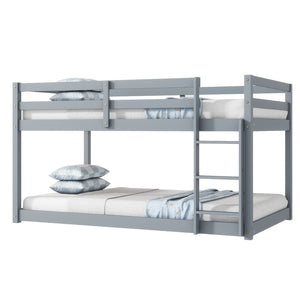 English Elm Solid Wooden Twin Over Twin Bunk Bed In Grey - Durable Rubberwood, Reinforced Slats & Built-In Ladder W504P191663-GIGA