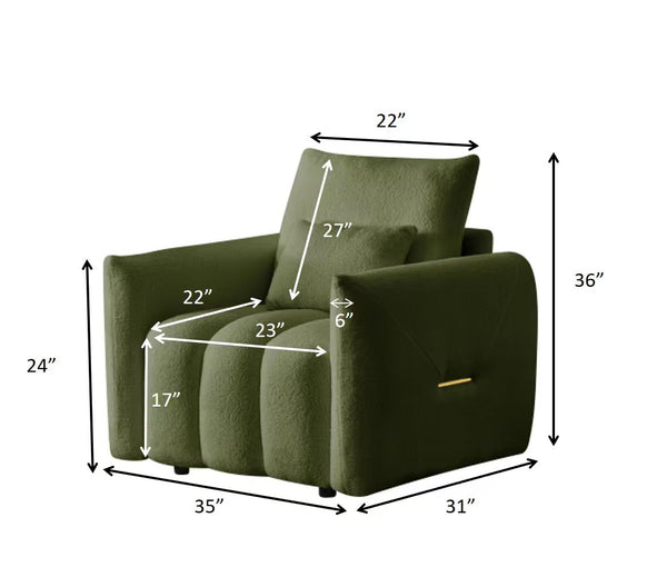 English Elm 35 Inch Teddy Velvet Lounge Chair Plush Curved Accent Seat for Living Room W2564P457793