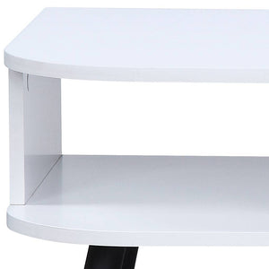 English Elm Halima Modern White & Black Coffee Table with Drawer, 2 Open Shelves, Metal Legs, Durable Finish B2726P287756