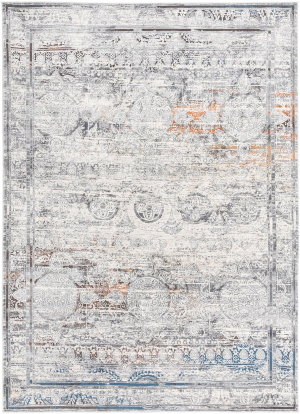 Unique Loom Finsbury Charlotte Machine Made Abstract Rug Multi, Gray/Orange/Ivory/Olive/Brown/Blue/Yellow 7' 1" x 10' 0"