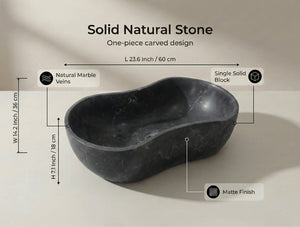 English Elm Luxury Solid Marble Vessel Sink Wavy Organic Stone Basin Matte Honed Vanity Bowl W1696P408021