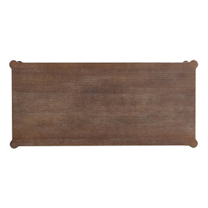 English Elm 47x22x18.5" Rustic Wood Coffee Table with Spiral Turned Legs and Open Storage Shelf W2078P460492