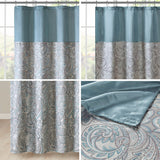 Madison Park Aubrey Traditional Jacquard Shower Curtain MP70-8320 Teal