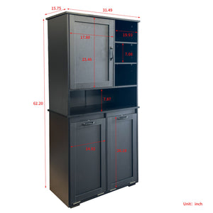 English Elm Laundry Cabinet Freestanding White Melamine with Tilt Out Hamper and Open Shelving W331S00202