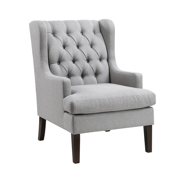 English Elm 1Pc Accent Chair - Elegant Button-Tufted Gray Fabric Upholstery With Plush Foam Cushion For Comfort B011P287709