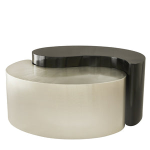 English Elm Ying Yang Modern Coffee Table – Elegant Iron Sheet Frame, Black & Silver Finish For Stylish Interiors G150108937-GIGA