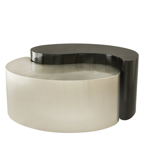 English Elm Ying Yang Modern Coffee Table – Elegant Iron Sheet Frame, Black & Silver Finish For Stylish Interiors G150108937-GIGA