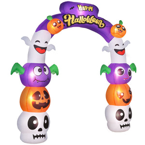 English Elm Inflatable Halloween Archway with Led Lit Pumpkins Ghosts Bats and Spooky Yard Decor T3971P382514