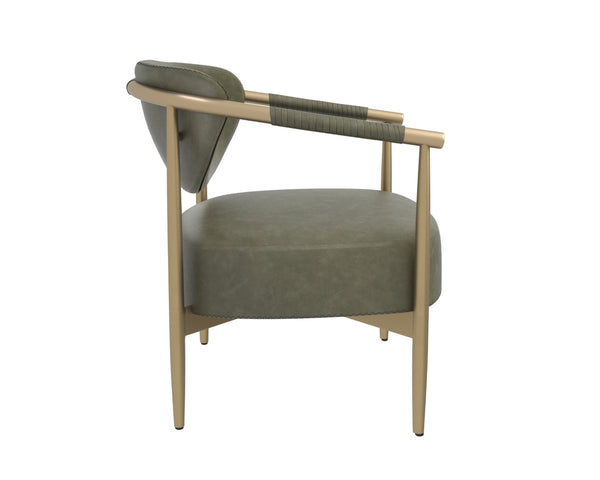 Sunpan HELOISE Lounge Chair in Ivanhoe Pine - Stylish Faux Leather Accent with Gold Frame & Rope Detail 112659