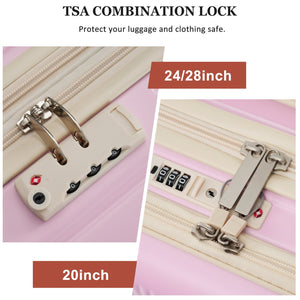 English Elm Luggage 5 Piece Hardside Abs Set with Front Access Carry on and Tsa Spinner Wheels Light Pink N732P391579U