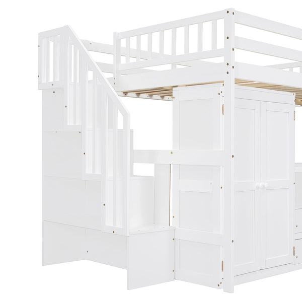 English Elm Queen Murphy Bed with Integrated Desk Cabinet Shelves Space Saving Studio Solution White N708S00014K