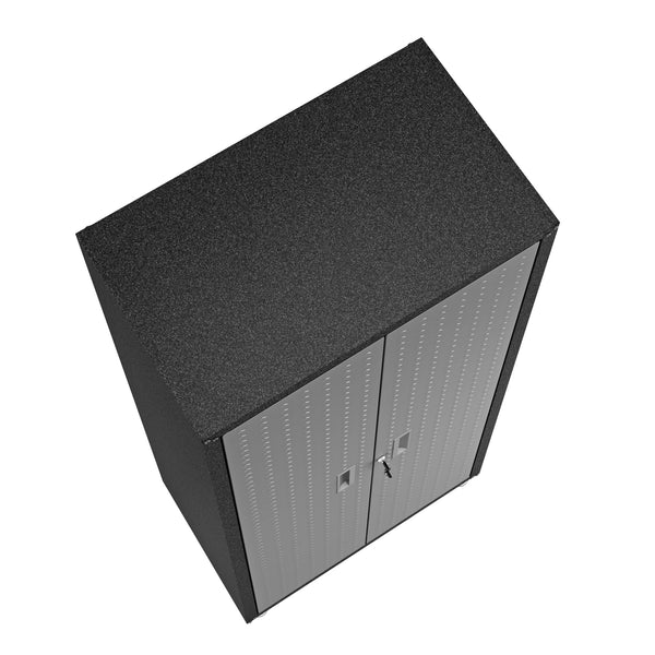 English Elm Rolling Metal Garage Cabinet with Locking Doors Diamond Texture Industrial Storage Dark Grey B365P398230