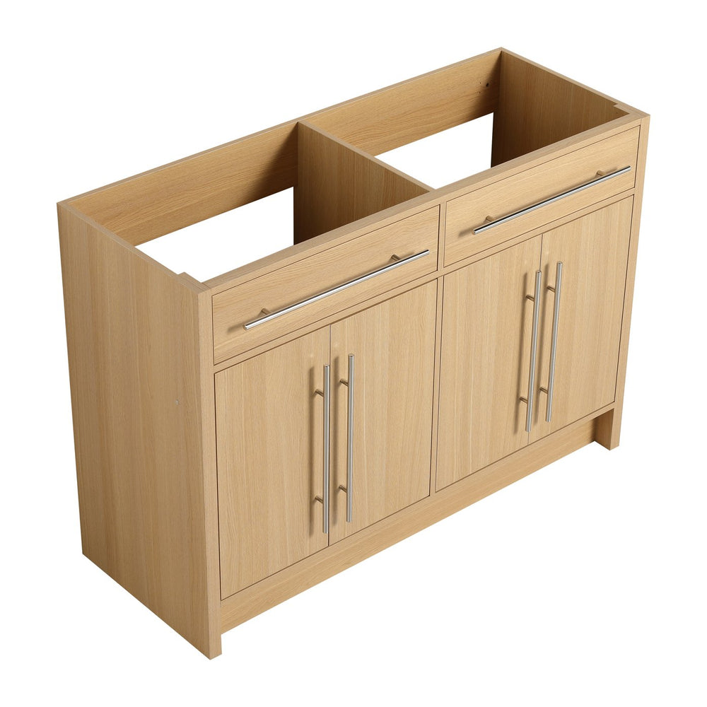 English Elm 48" Freestanding Bathroom Vanity Cabinet 4 Soft-Closing Doors Original Oak Plywood KD Pack Easy Assemble W1972P348986