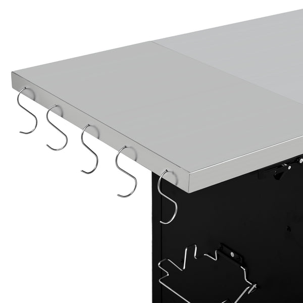 English Elm K&k Stainless Steel Outdoor Grill Cart with Cabinet Drop Leaf and Swivel Casters N707P397500B