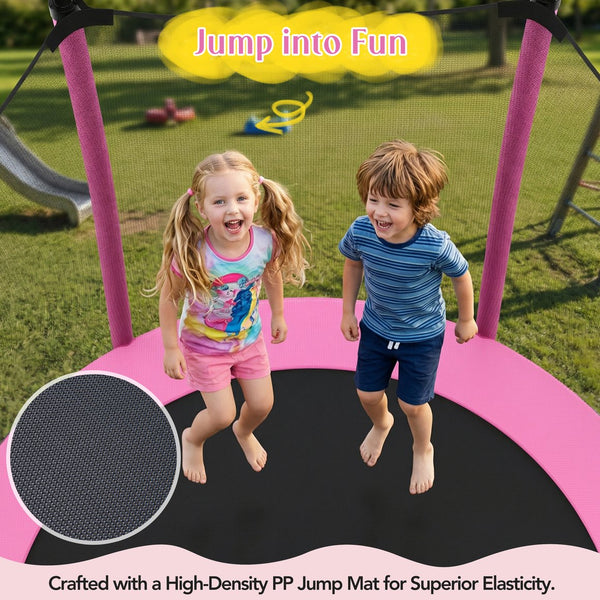 English Elm [without Basketball Hoop] 5.5 Ft Kids Trampoline with Safety Net and Foam Padded Poles Pink N739P443065H