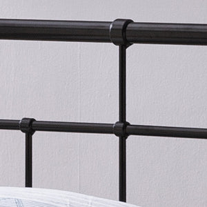 English Elm Queen Iron Platform Bed Pipe Style Frame No Box Spring Needed Industrial Loft Bedroom 64072.00FBLK-K
