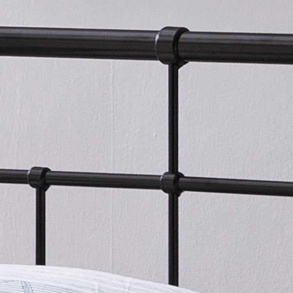 English Elm Queen Iron Platform Bed Pipe Style Frame No Box Spring Needed Industrial Loft Bedroom 64072.00FBLK-K