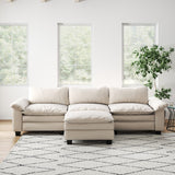 English Elm Living Room Furniture Luxury Sectional Sofa Couch With Ottoman Soft Velvet Upholstered Sofa Beige