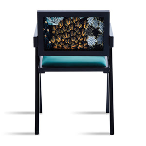 English Elm 2 Elegant Black Rubberwood Dining Chairs With Armrests - Medieval Style, Comfortable Rattan Seats W2720P237608