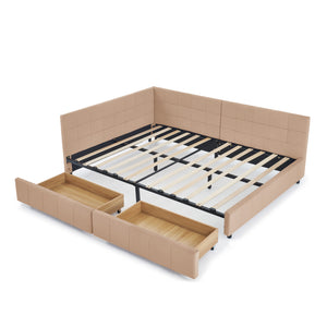 English Elm Full Size Upholstered Tufted Bed Frame - Stylish Velvet Sofa Bed With Storage, Pink Elegance W487S00305