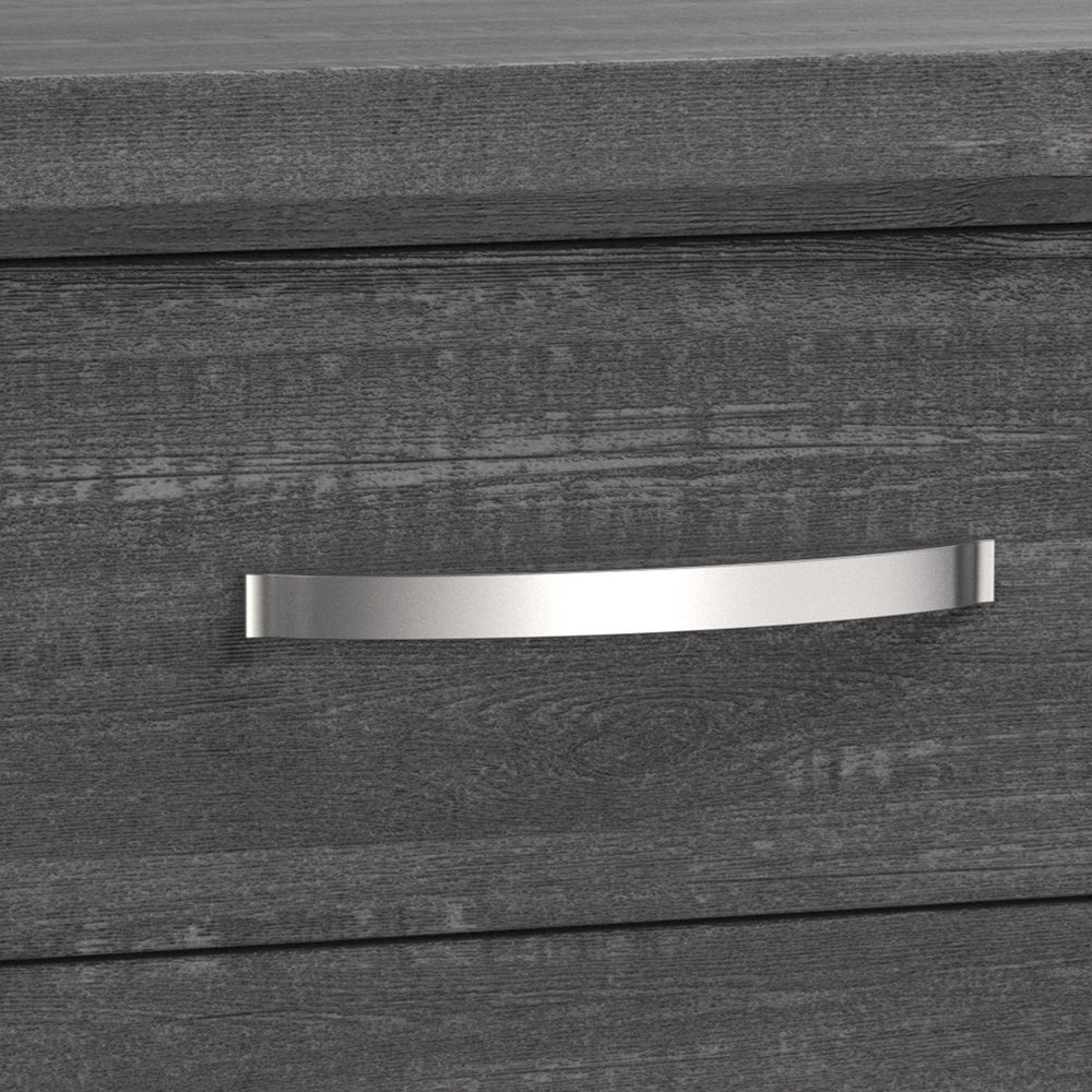 English Elm Erica 2 Drawer Nightstand Gray Wood Grain Finish with Chrome Handles Tapered Legs B056P412622