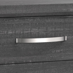 English Elm Erica 2 Drawer Nightstand Gray Wood Grain Finish with Chrome Handles Tapered Legs B056P412622