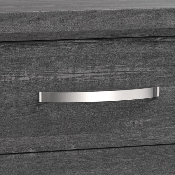 English Elm Erica 2 Drawer Nightstand Gray Wood Grain Finish with Chrome Handles Tapered Legs B056P412622