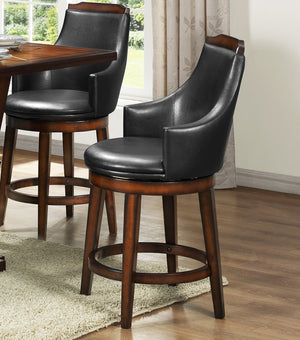 English Elm Swivel Bayshore Counter Height Chairs Set of 2 - Dark Brown Faux Leather, Wood Cap & Swivel Comfort B011P321296