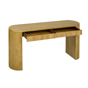 English Elm U_Style 58.2" Console Table With Drawers, Arched Legs & Stripe Design For Stylish Entryway Storage N711P289125O-GIGA