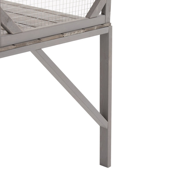 English Elm Outdoor Fir Wood Window Catio Enclosure with Four Climbing Platforms for Cats Grey,White N719P418371K