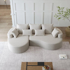 English Elm Modern Chenille Cloud Sectional Sofa Oversized 4 Seat Curved Couch for Living Room W834S00484