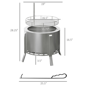 English Elm Outsunny Smokeless Wood Burning Fire Pit Bbq Grill Stainless Steel Outdoor Bonfire W2225P174305