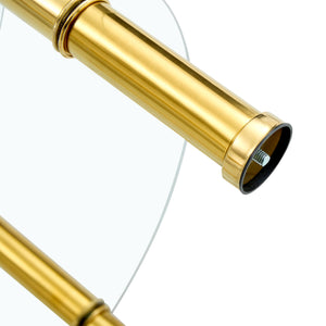 English Elm Contemporary Double Layer Tempered Glass Coffee Table 27.5" Top 23.6" Bottom Gold Legs, Modern Luxurious Design W1512P355039