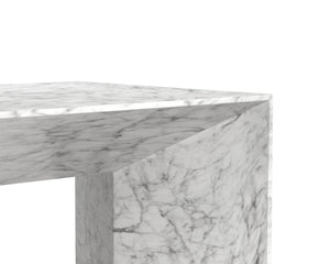 Sunpan Nomad Coffee Table - Elegant Concrete Design with Unique Textures for Indoor and Covered Outdoor Use Marble Look / White