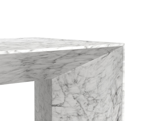 Sunpan Nomad Coffee Table - Elegant Concrete Design with Unique Textures for Indoor and Covered Outdoor Use Marble Look / White