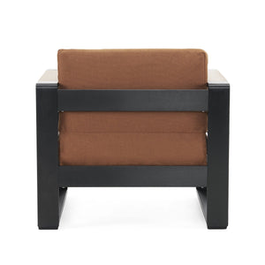 English Elm Christopher Knight Home® - GIOVANNA Club Chair with Rust-Resistant Aluminum Frame, Water-Resistant Cushions & Slat Design for Patio Comfort Orange 34.75 L x 27.75 W x 17.25 H N776P182183O